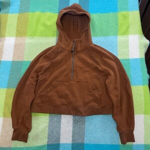 Lululemon Cropped Scuba Quarter Zip Sweatshirt Hoodie Burnt Orange